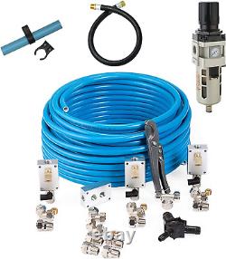 100 Foot 0.5 Inch Semi Flexible Compressed Air Tubing Accessories Master Kit, K9