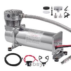 12V 200PSI Air Compressor Air Horn Air Suspension Kit Silver For Train Horns
