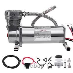 12V 200PSI Air Compressor Air Horn Air Suspension Kit Silver For Train Horns