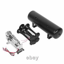 12V Air Horn Kit 4 Trumpet with 200psi Air Compressor 3G Air Tank Truck Car Train