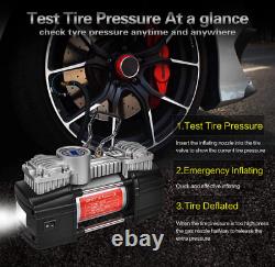 12V Portable Air Compressor Pump Car Tire Inflator 150 PSI with Tire Repair Kit