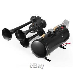 150DB 4 Trumpet Train Horn Kit with 150 PSI Air Compressor for Car Truck Train