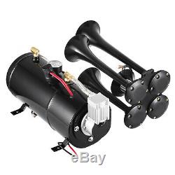 150DB 4 Trumpet Train Horn Kit with 150 PSI Air Compressor for Car Truck Train