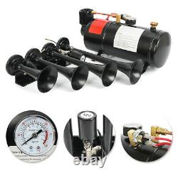 150PSI 4 Trumpet Train Air Horn Kit 12V 3Liters 150dB Compressor Car Truck Train