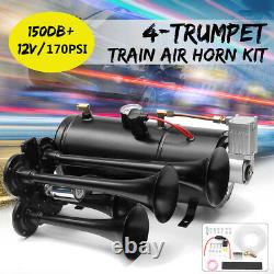 170PSI 150DB Air Compressor Huge Sound Complete System Train Air Horn Kit 12V