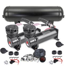 200 PSI Air Compressor 2PCS + 4 Gallon Air Tank With Five Display Air Ride Gauge