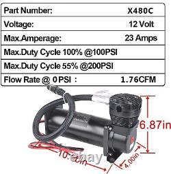 200 PSI Air Compressor 2PCS + 4 Gallon Air Tank With Five Display Air Ride Gauge
