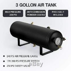 200psi 3 Gallon 4-Trumpet Train Air Horn Kit 150DB Tank Compressor for Car Truck
