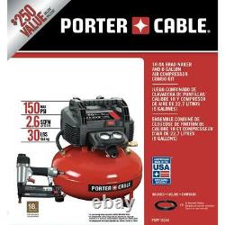 22.7 L 150 PSI Portable Electric Air Compressor & 18-Gauge Brad Nailer Combo Kit