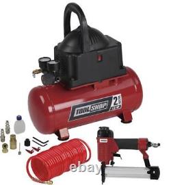 2 Gallon Electric Portable Air Compressor Combo Kit 100 PSI 0.3 HP Oil Free Pump