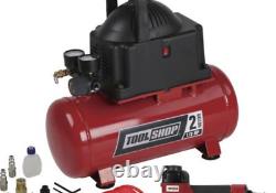 2 Gallon Electric Portable Air Compressor Combo Kit 100 PSI 0.3 HP Oil Free Pump