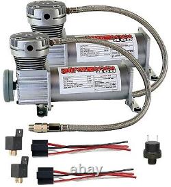 2 Pewter 400 Air Ride Compressors & 5 Gallon Steel Air Tank 120 psi on 150 off