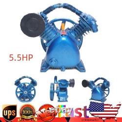 2 Stage V Style 5.5HP Twin Cylinder Air Compressor Head Pump Motor Air Tool Kit