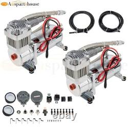 2x Air Compressor Kit For Train Horns Bag Suspension 200PSI 12V /24V DC
