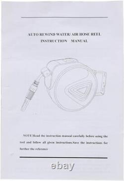 33'x5/16 Retractable Air Compressor Hose Reel Auto Rewind Wall Mount Tool Kit