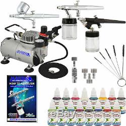 3 Master Airbrush Air Compressor Kit, 16 Color Face Body Art Tattoo Paint Set