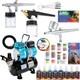 3 Master Airbrush Pro Air Compressor Kit, 6 Primary Colors Acrylic Paint Set
