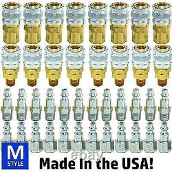 40 pc USA MADE! 1/4 Air Hose Fittings, Industrial, M Style, I/M Couplings Plugs