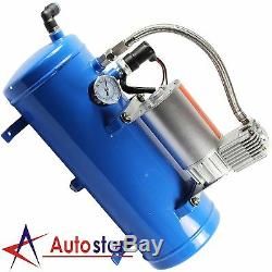 4 Trumpet Air Horn 120PSI Air Compressor 1ft Hose 12V 150dB Train Kit Truck Boat