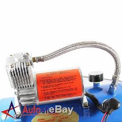 4 Trumpet Air Horn 120PSI Air Compressor 1ft Hose 12V 150dB Train Kit Truck Boat