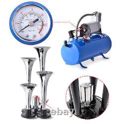 4 Trumpet Air Horn 120PSI Air Compressor 9ft Hose 150dB Train Kit For Truck Boat