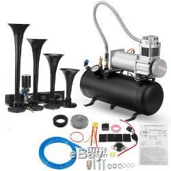 4 Trumpet Train Air Horn Kit 12V 150PSI 6Liters 150dB Compressor Car Train Truck