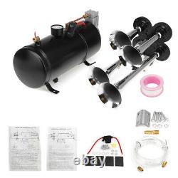 4 Trumpet Train Air Horn Kit 150dB 12V 180 PSI Compressor Tank Truck Car Boa