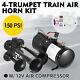 4 Trumpet Train Air Horn Kit With 12v 150 Psi Air Compressor For Car Truck Train