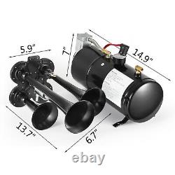 4 Trumpet Train Air Horn Kit with 12V 150 PSI Air Compressor for Car Truck Train