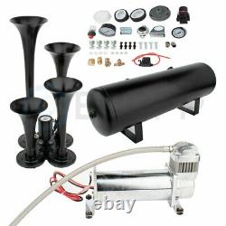 4 Trumpets Train Horn Kit For Truck Car Semi Loud System Air Compressor 200psi