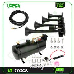 4 Trumpets Train Horn with 1G Air Tank Kit For Truck Car Pickup Loud System 150psi