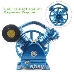 5.5HP 21CFM V Style Twin Cylinder Air Compressor Pump Motor Head Air Tool Kit