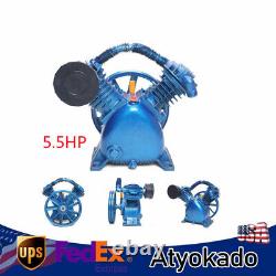 5.5HP 2 Stage V Style Twin Cylinder Air Compressor Head Pump Motor Air Tool Kit