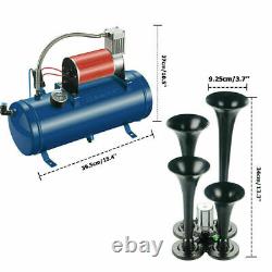 6L 150PSI with 4 Trumpet Air Horn 12V Compressor Kit Tank Gauge for Car Train Boat