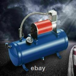 6L 150PSI with 4 Trumpet Air Horn 12V Compressor Kit Tank Gauge for Car Train Boat