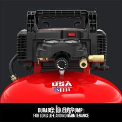 6 Gal Pancake Air Compressor Oil-Free With 13 Piece Accessory Kit Portable Red New