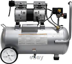 8010,1.0HP QuietOil-FreeAirCompressor, 8GallonSteelTank, LightWheel, 60dBA Noise