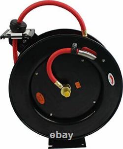80720 50ft Auto Rewind Retractable Reel With 3/8 X 50' Air Hose With Brass Fitt