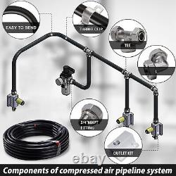 AXILYZE 76PCS Air Compressor Line Kit 3/4 inch x 200 Feet HDPE Aluminum Black