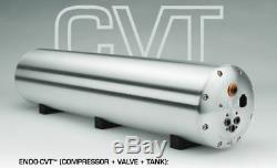 AccuAir ENDO-CVT Raw Aluminum Tank with Air Compressor 4-Corner Valves & Adapter