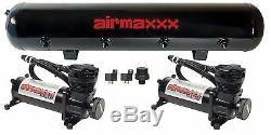 AirMaxxx 480 Dual Black Compressors 5 Gallon Tank Air Bag Suspension 200psi Kit