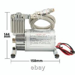 Air Compressor + 3 Gallon Air Tank With 52MM Red LED Five Display Air Ride Gauge