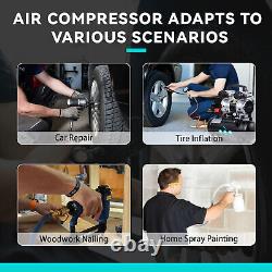 Air Compressor Kit 1.2HP Quiet Oil-Free 2.1 Gallon Max 116 PSI Pneumatic Tools