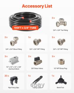 Air Compressor Line Kit 3/4'' x 100FT HDPE/Aluminum Shop Air Piping System Black