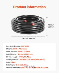 Air Compressor Line Kit 3/4'' x 100FT HDPE/Aluminum Shop Air Piping System Black