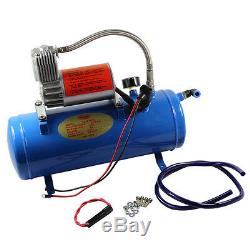 Air Horn 4 Trumpet 12 Volt Compressor 3ft Hose 150 dB Train 125 PSI Kit Truck