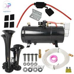 Air Horn Kit With 150 PSI Air Compressor For Car Truck Train 150db 4 Trumpet