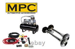 Air Horn Kit for Trucks Two-Trumpet with 12-Volt Heavy Duty 150 PSI Compressor