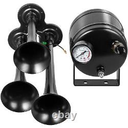 Air Horn Truck Train Horns Kit 12 Volt with 2L Air Compressor 3 Trumpet 135db