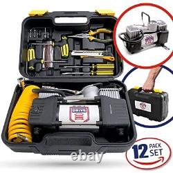 Air Pump and Tire Repair Kit 12V DC Portable Air Compressor Tire Inflator